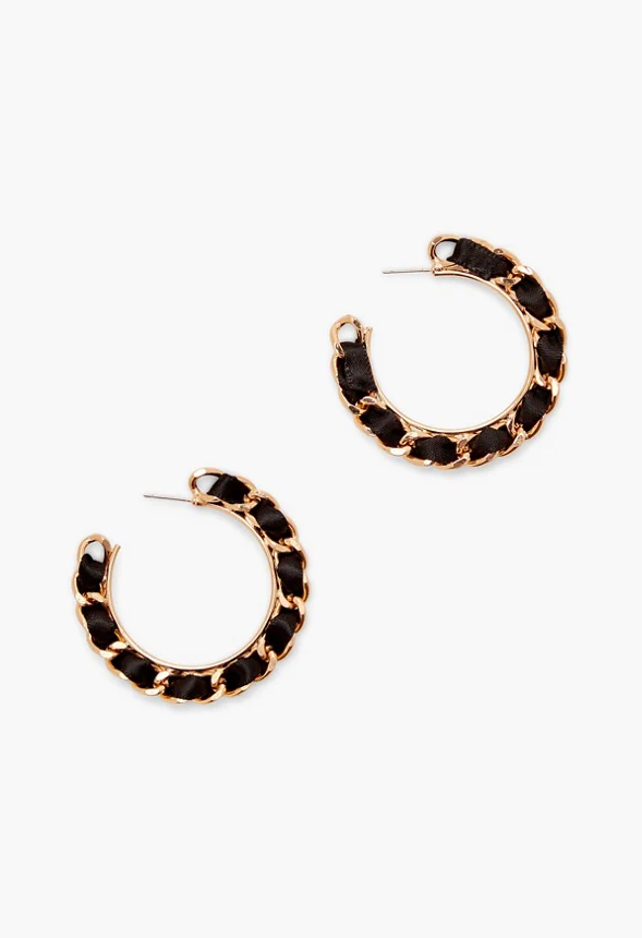 Woven Chain Hoop Earrings - Image 3