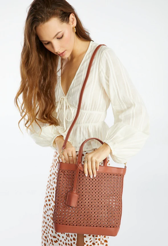 Woven Crossbody Tote - Image 3