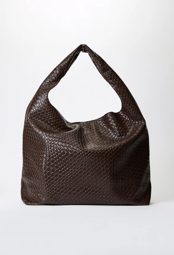 Woven Faux Leather Shoulder Bag - Image 3