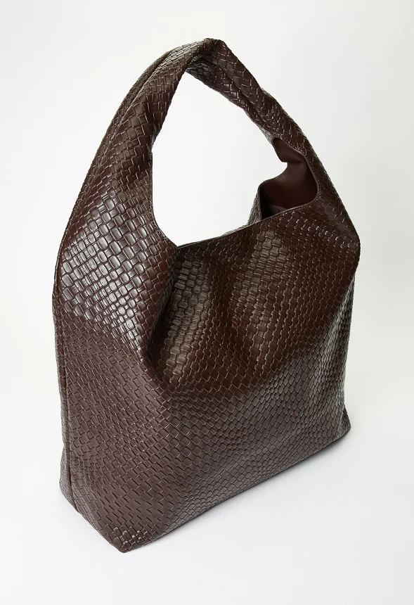 Woven Faux Leather Shoulder Bag - Image 4