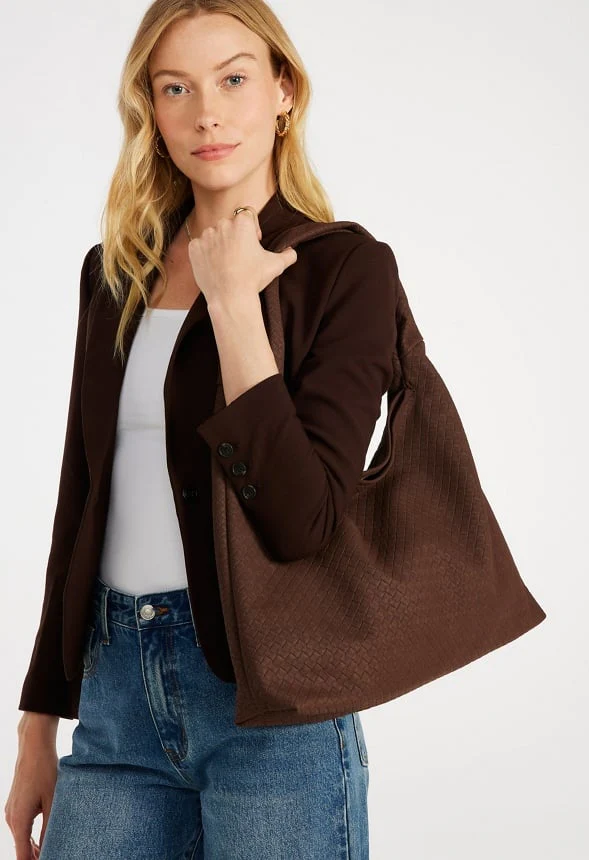 Woven Faux Suede Hobo Bag - Image 2