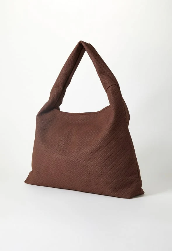 Woven Faux Suede Hobo Bag - Image 4