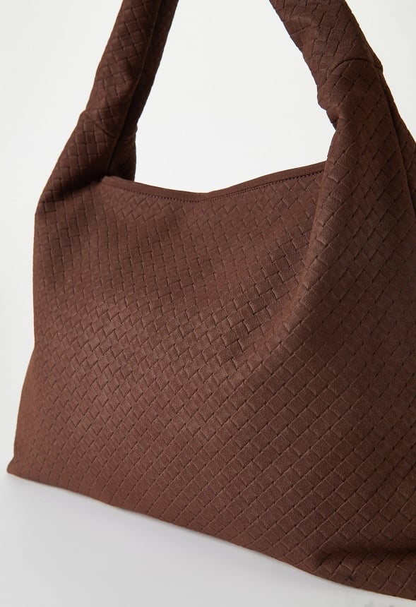 Woven Faux Suede Hobo Bag - Image 5