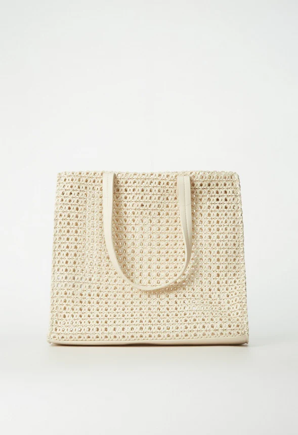 Woven Satchel With Flat Handles - Image 3