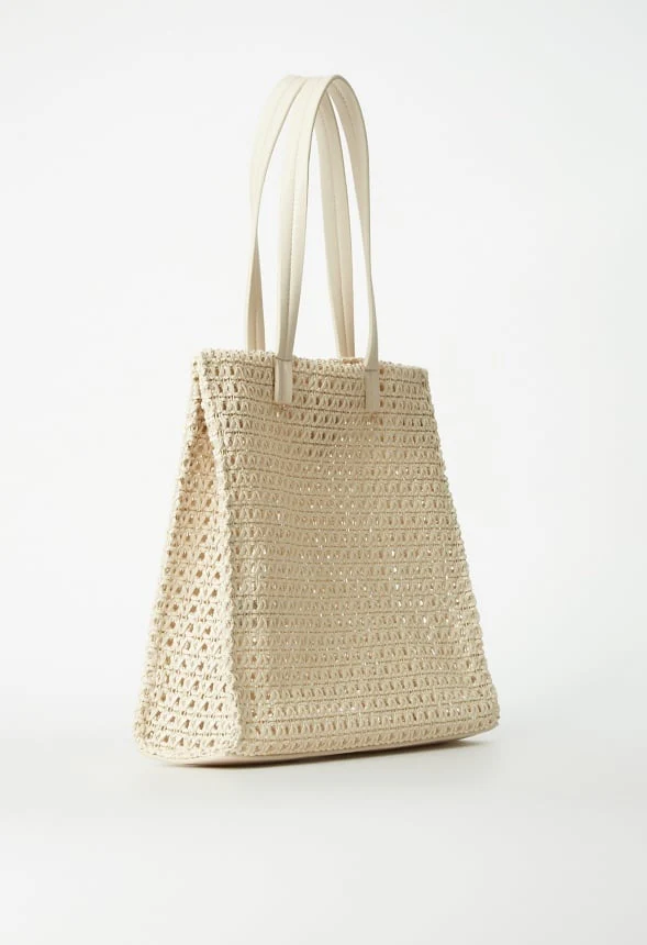 Woven Satchel With Flat Handles - Image 4