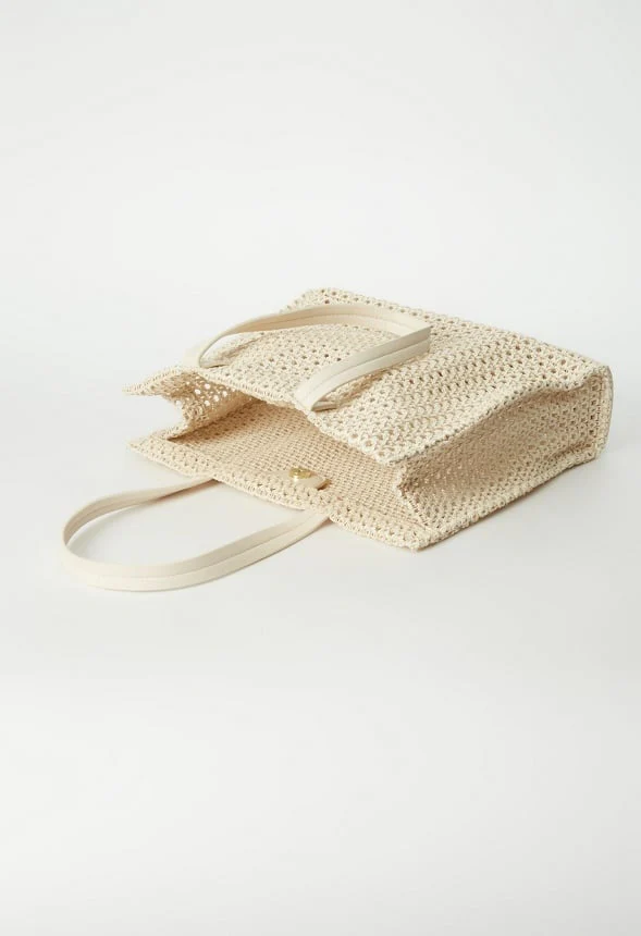 Woven Satchel With Flat Handles - Image 5