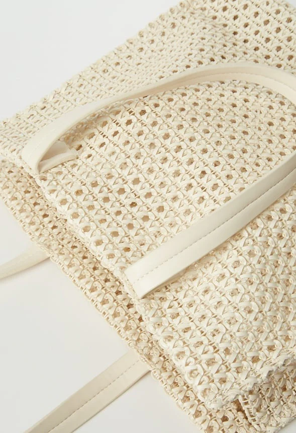 Woven Satchel With Flat Handles - Image 6