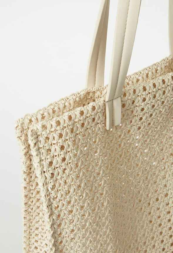 Woven Satchel With Flat Handles - Image 7