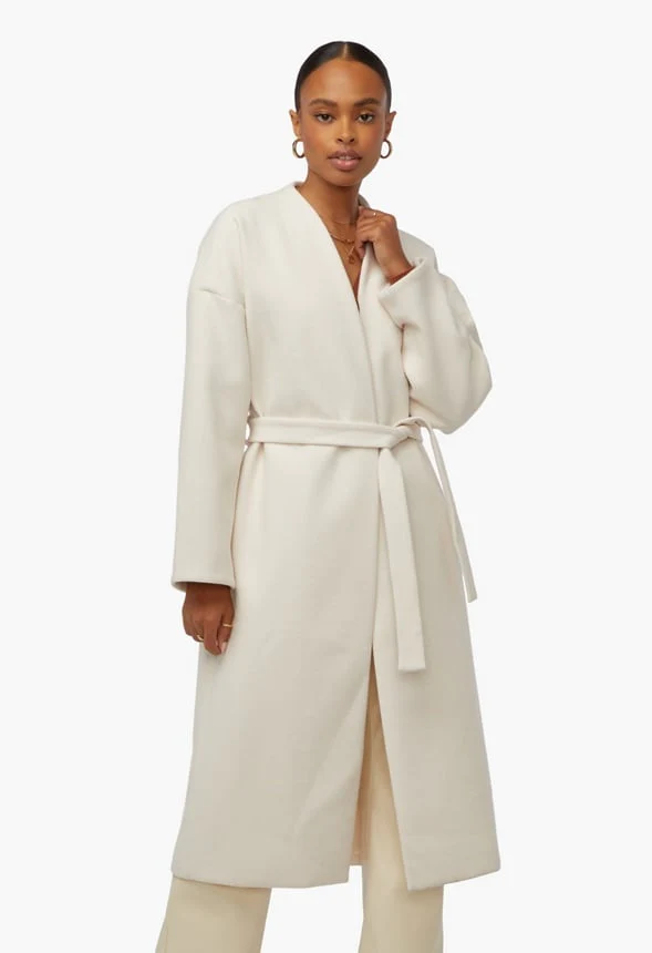 Wrap Front Double Knit Robe Coat - Image 2