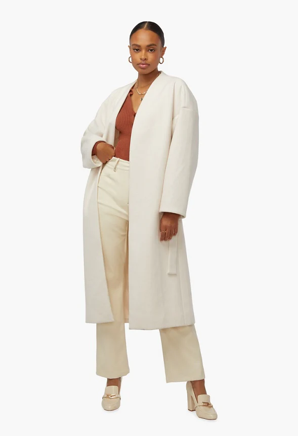 Wrap Front Double Knit Robe Coat - Image 5