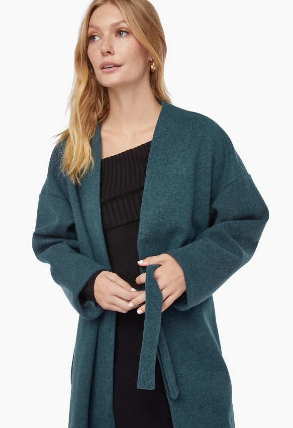 Wrap Front Double Knit Robe Coat - Image 2