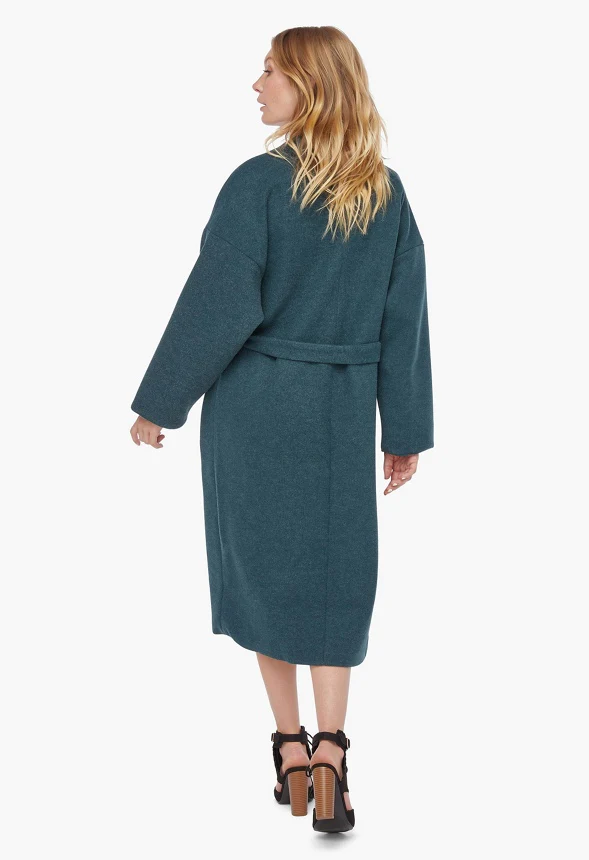 Wrap Front Double Knit Robe Coat - Image 3