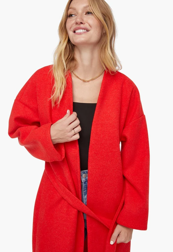 Wrap Front Double Knit Coat - Image 5