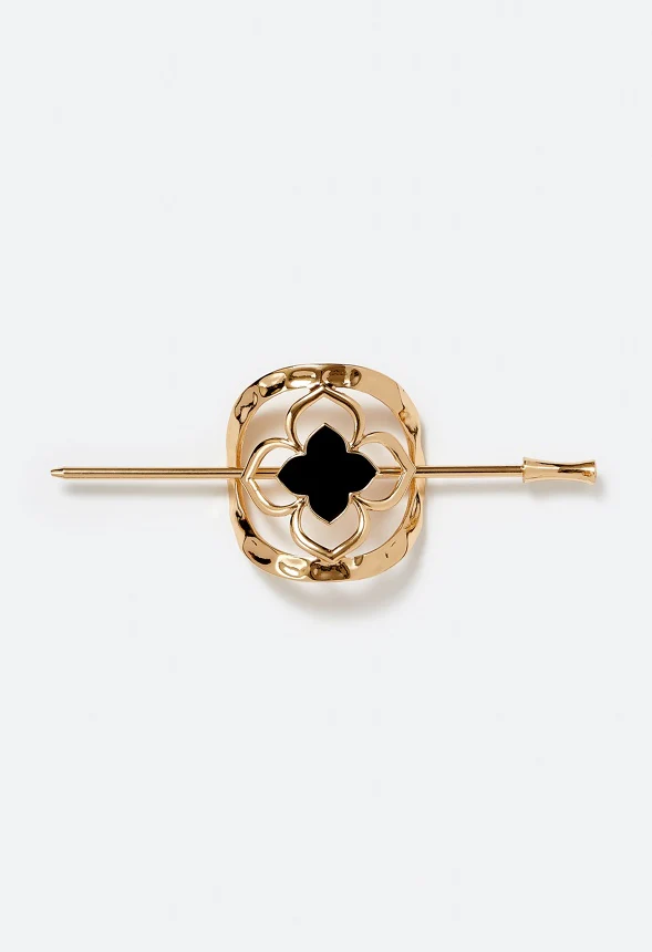 Xia Enamel Clover Metal Hair Ring With Pin - Image 3