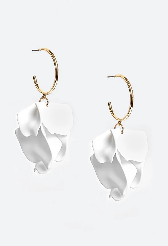 Xia Hoop Earrings With Powder Coated Petals Drops - Image 3