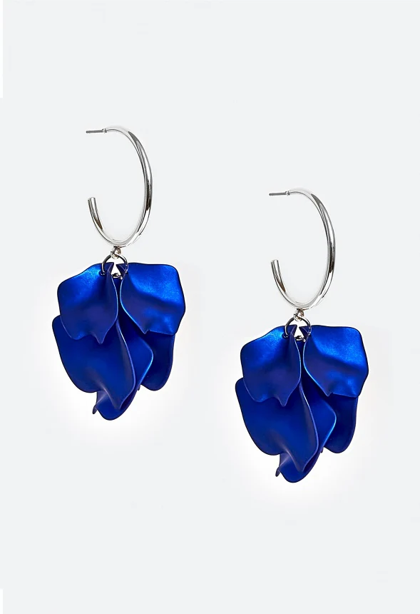 Xia Hoop Earrings With Powder Coated Petals Drops - Image 2
