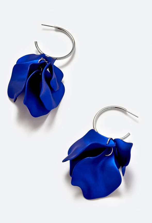 Xia Hoop Earrings With Powder Coated Petals Drops - Image 3