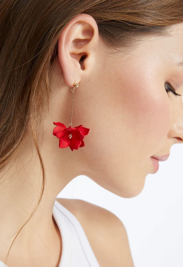 Xyla Color Coated Petals Flowers Drop Earrings - Image 2