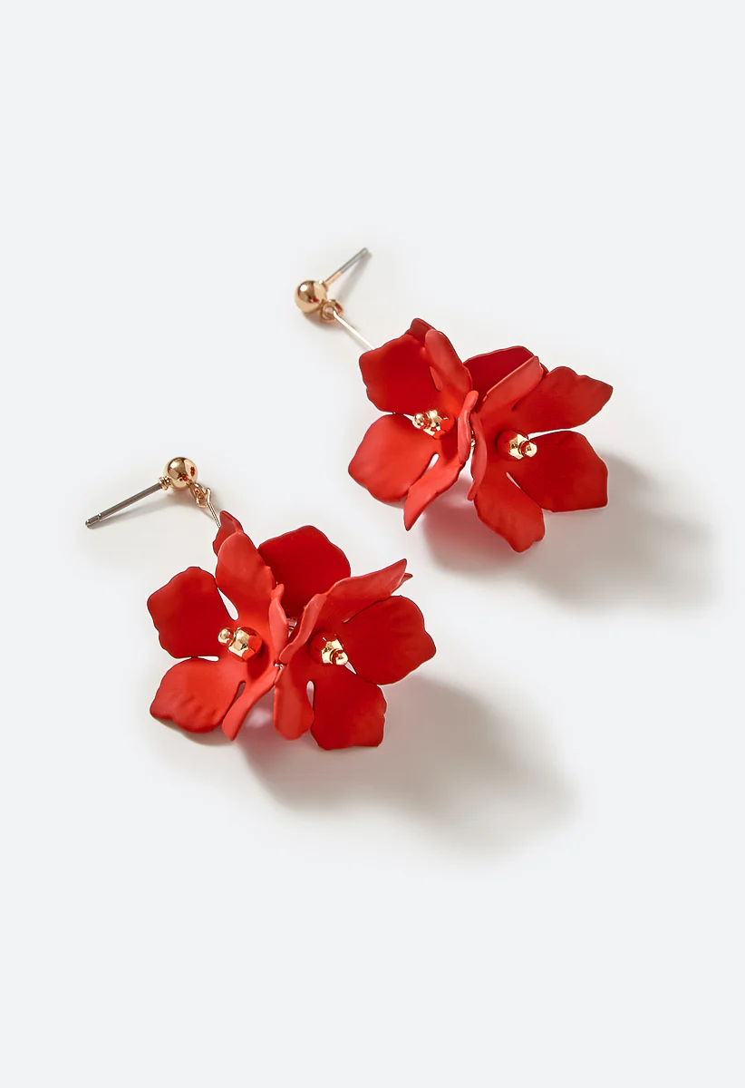 Xyla Color Coated Petals Flowers Drop Earrings - Image 3