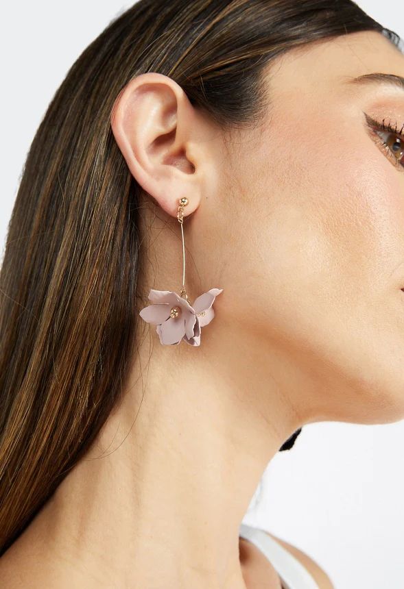 Xyla Color Coated Petals Flowers Drop Earrings - Image 2