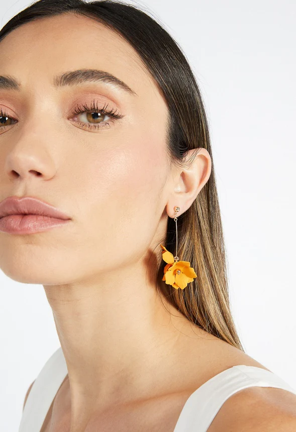 Xyla Color Coated Petals Flowers Drop Earrings - Image 2
