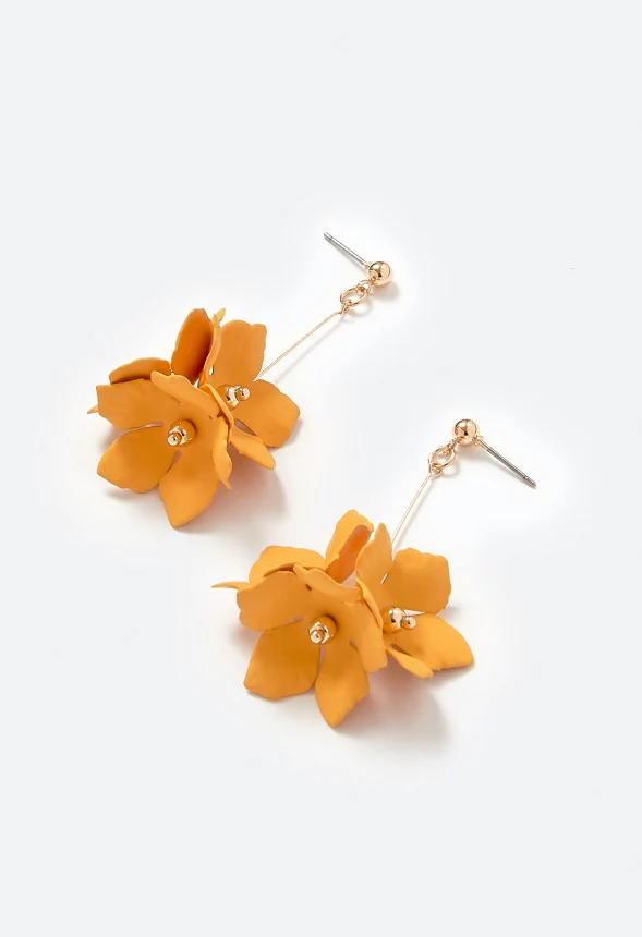 Xyla Color Coated Petals Flowers Drop Earrings - Image 3