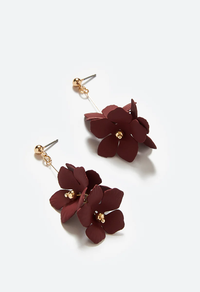 Xyla Color Coated Petals Flowers Drop Earrings - Image 3