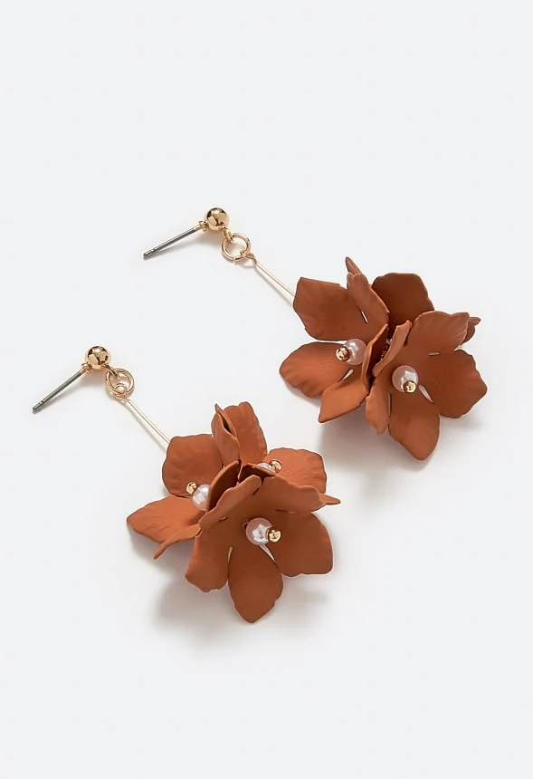 Xyla Color Coated Petals Flowers Drop Earrings - Image 3