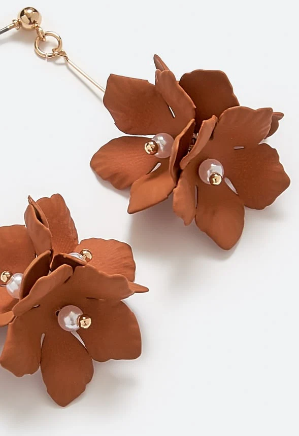 Xyla Color Coated Petals Flowers Drop Earrings - Image 4