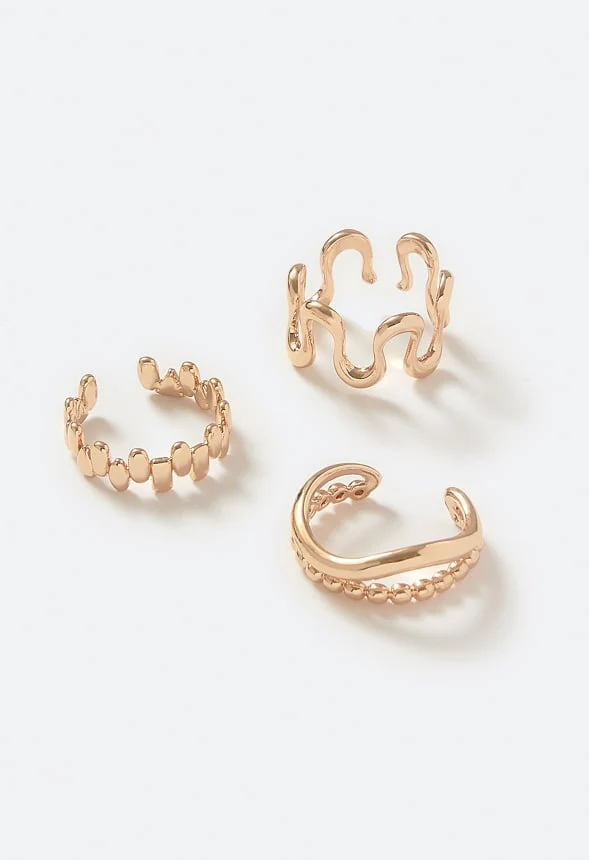 Yara 3-Molten Brass Open Back Rings - Image 3