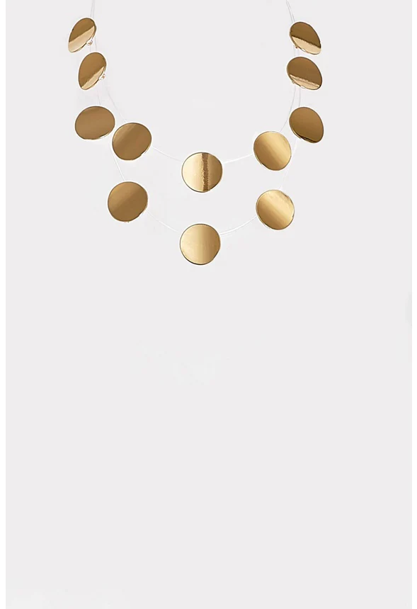 Yen 2 Row Smooth Metal Floating Discs Necklace - Image 3