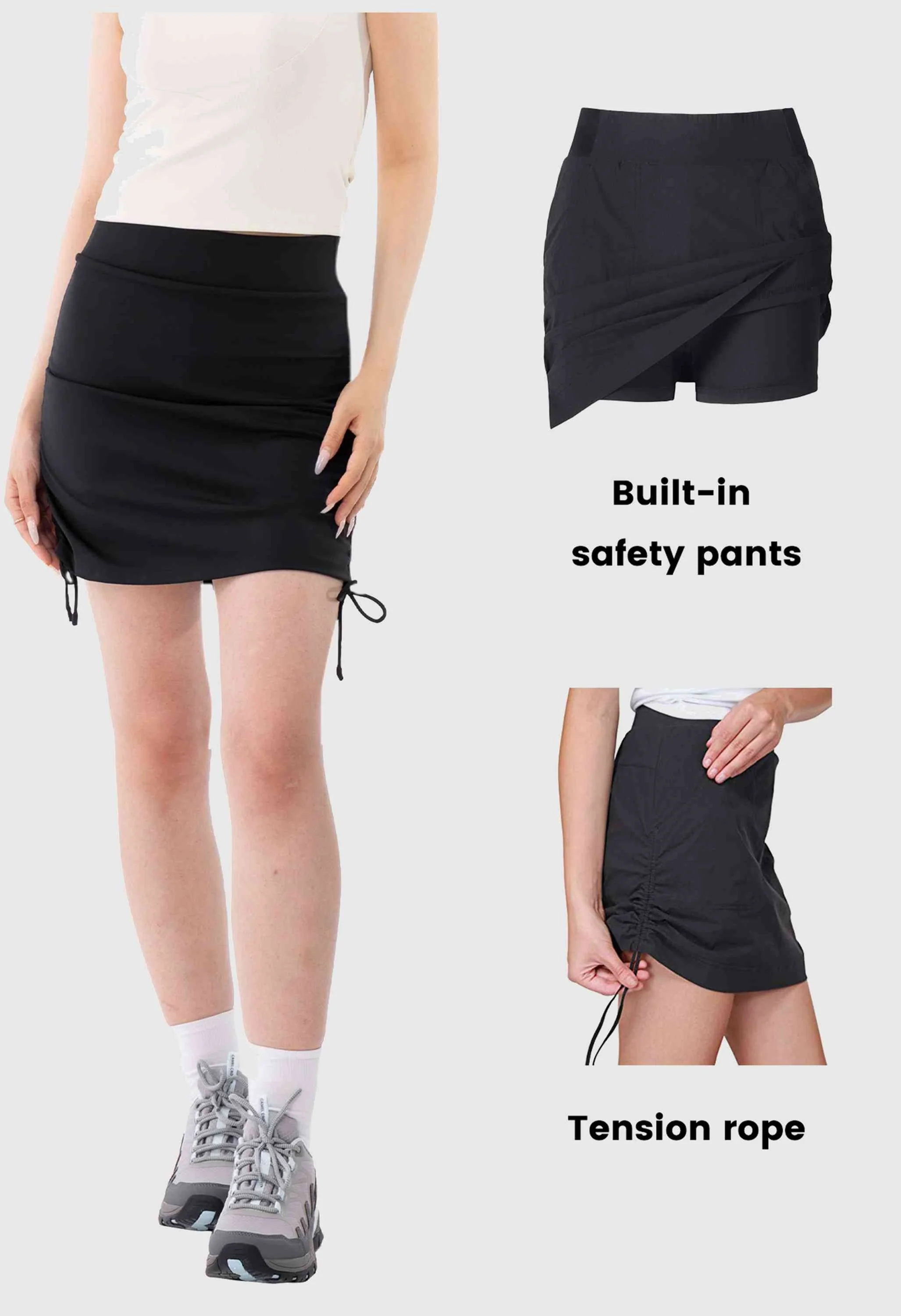 CAMEL CROWN Women's Summer Black Tummy Control Short Golf Casual Tennis 
Skirts - Image 2