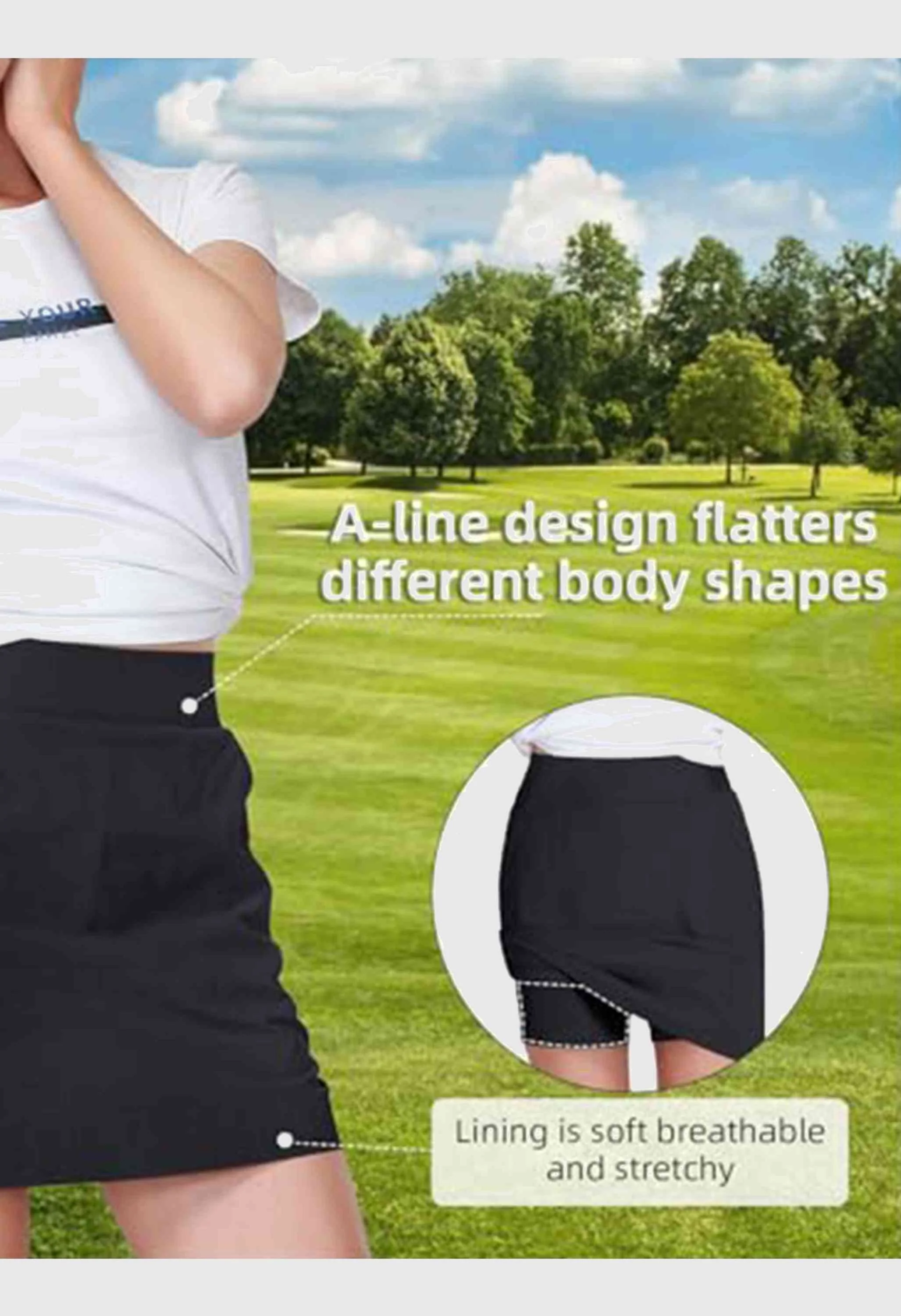 CAMEL CROWN Women's Summer Black Tummy Control Short Golf Casual Tennis 
Skirts - Image 5