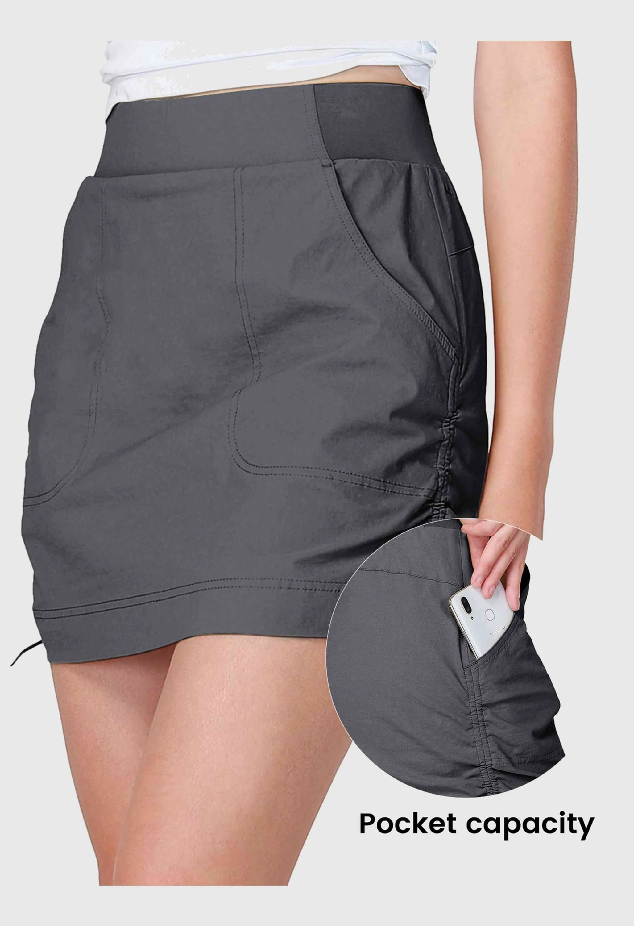 CAMEL CROWN Women's Summer Gray Tummy Control Short Golf Casual Tennis 
Skirts - Image 5