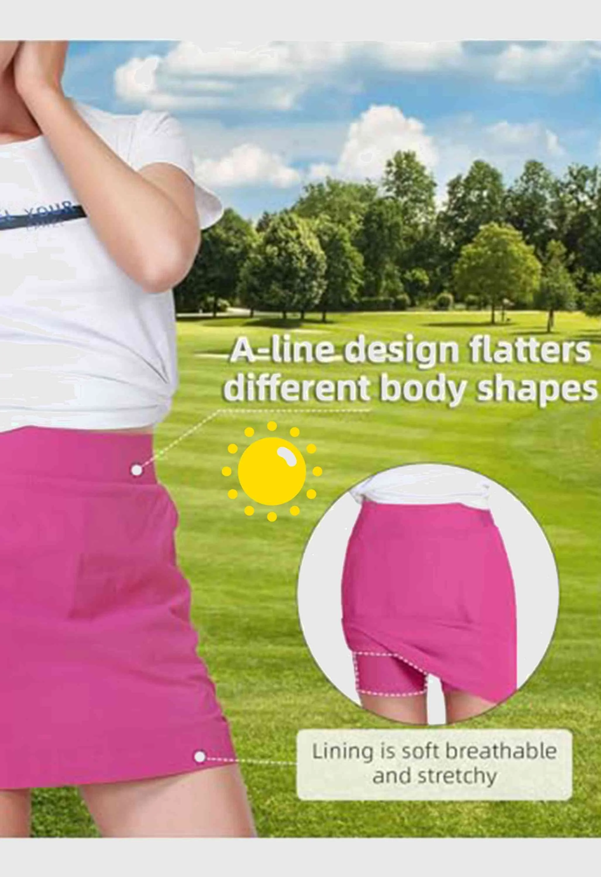CAMEL CROWN Women's Summer Purple Tummy Control Short Golf Casual Tennis 
Skirts - Image 2