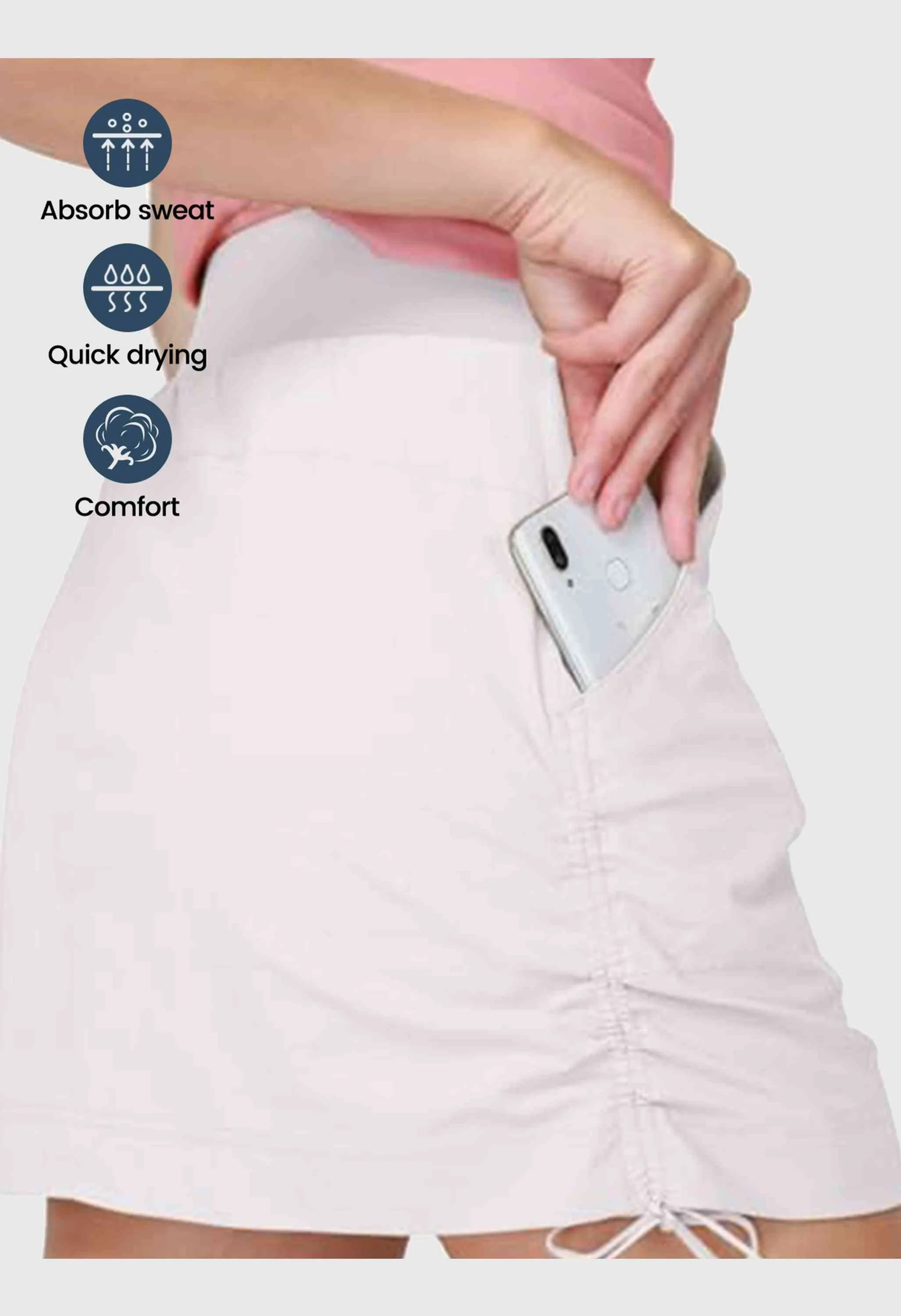 CAMEL CROWN Women's Summer White Tummy Control Short Golf Casual Tennis 
Skirts - Image 3