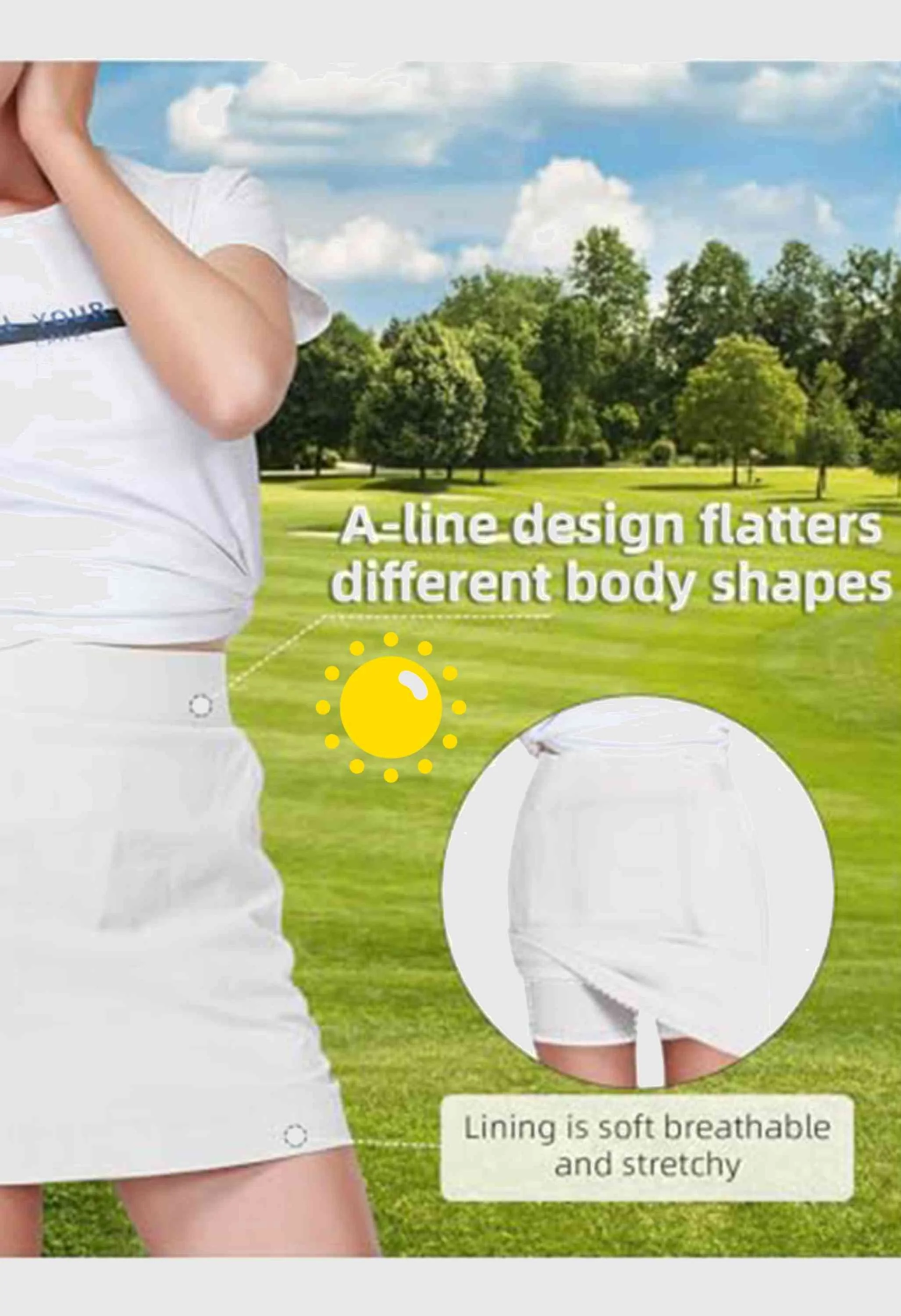 CAMEL CROWN Women's Summer White Tummy Control Short Golf Casual Tennis 
Skirts - Image 5