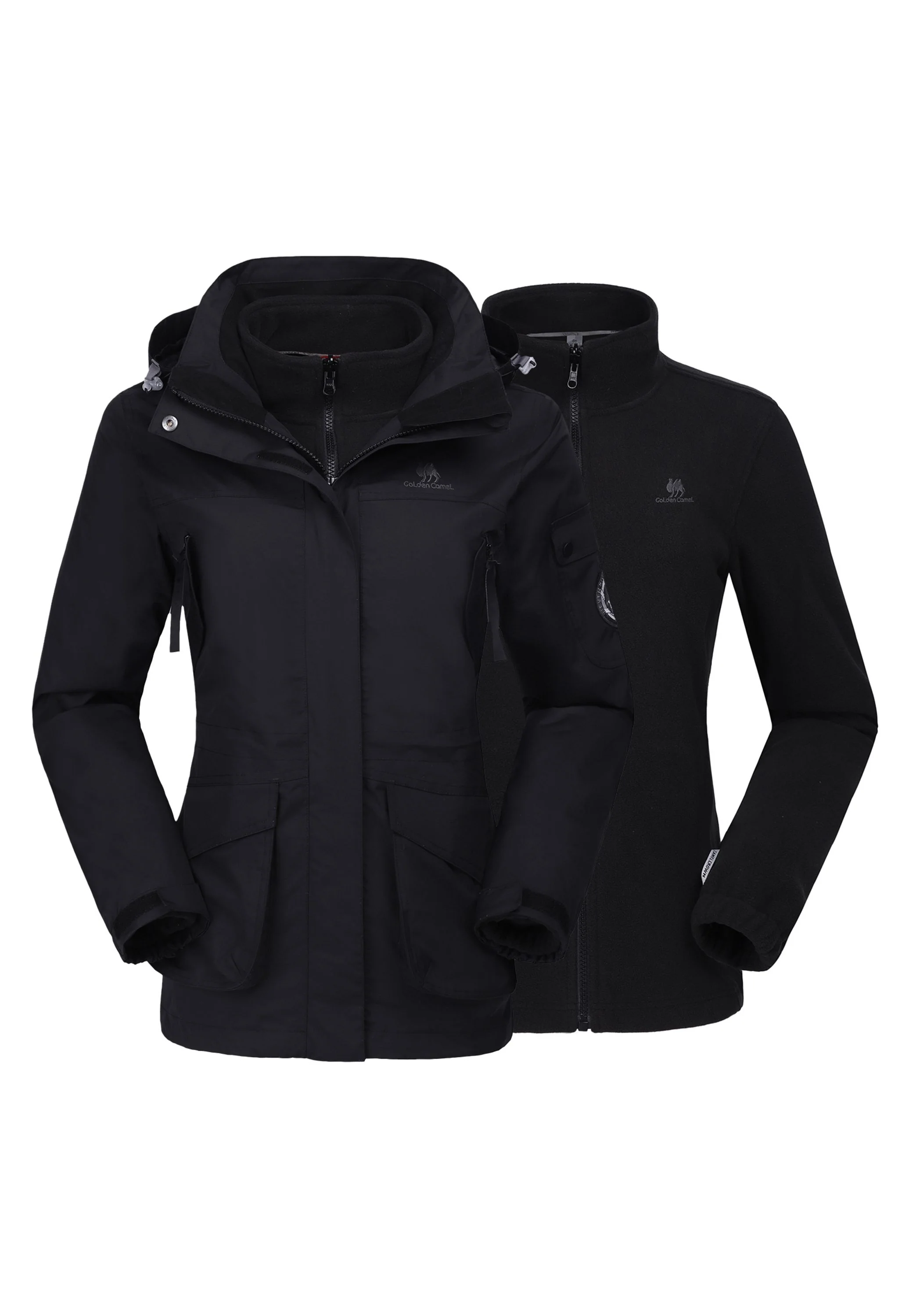 Women's Winter Black Regular Fit Short Waterproof Windproof Ski Jacket - Image 2