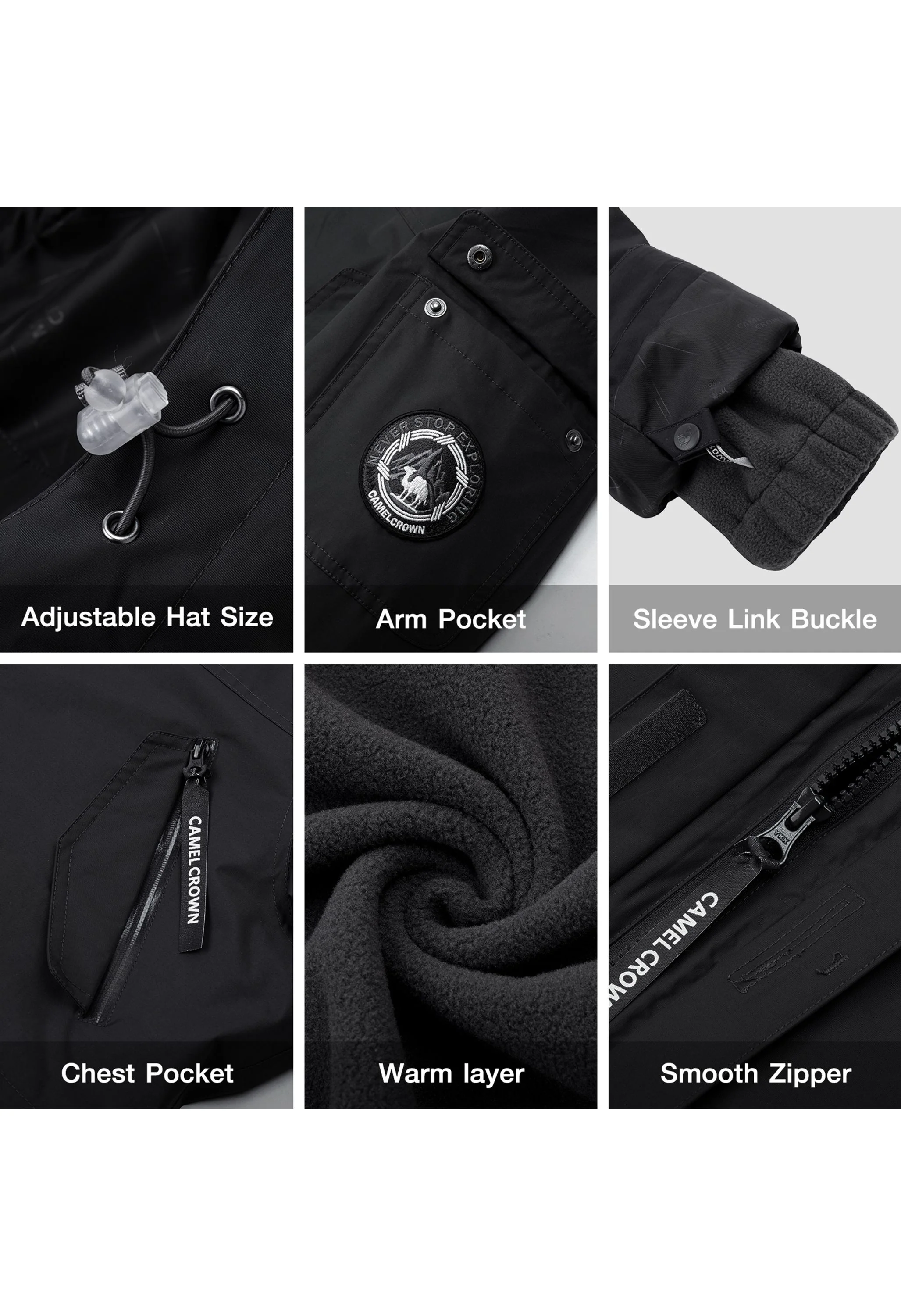 Women's Winter Black Regular Fit Short Waterproof Windproof Ski Jacket - Image 7
