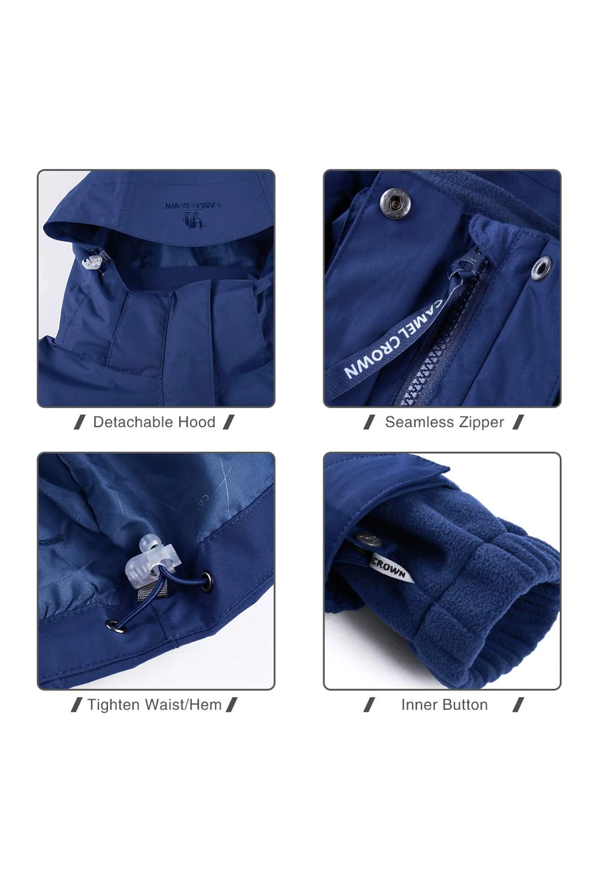 Women's Winter Blue Regular Fit Short Waterproof Windproof Ski Jacket - Image 3