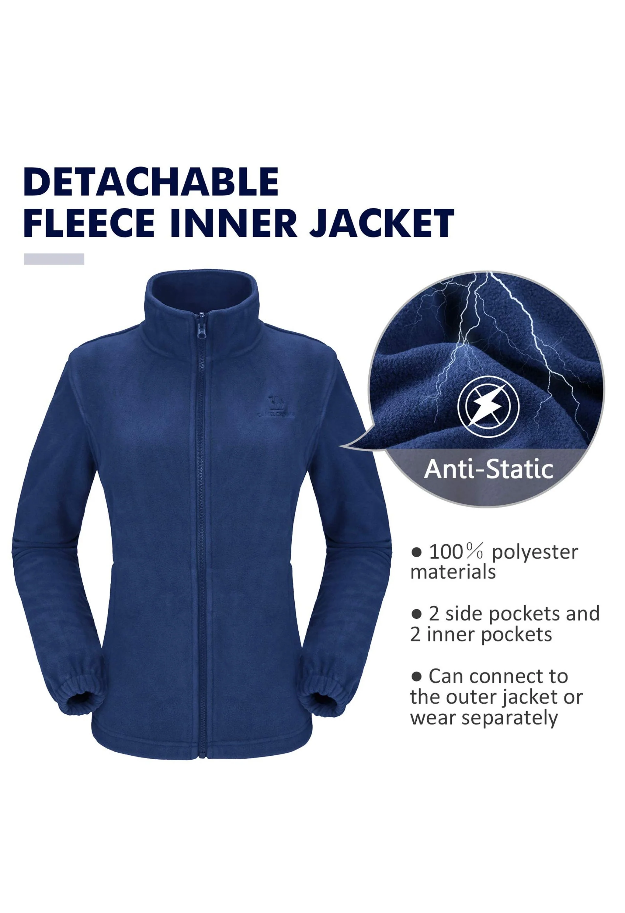 Women's Winter Blue Regular Fit Short Waterproof Windproof Ski Jacket - Image 5