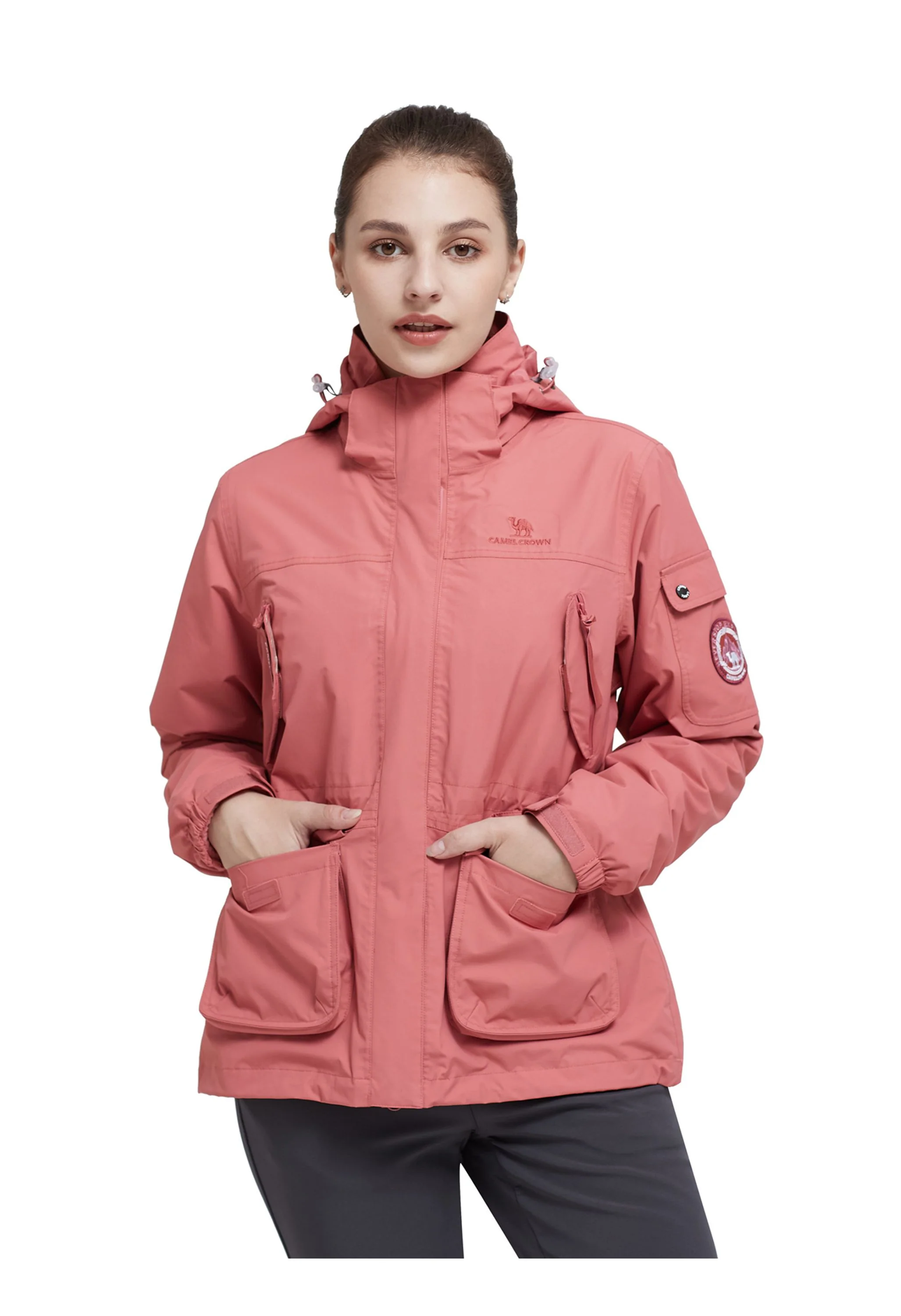 Women's Winter Pink Regular Fit Short Waterproof Windproof Ski Jacket - Image 4