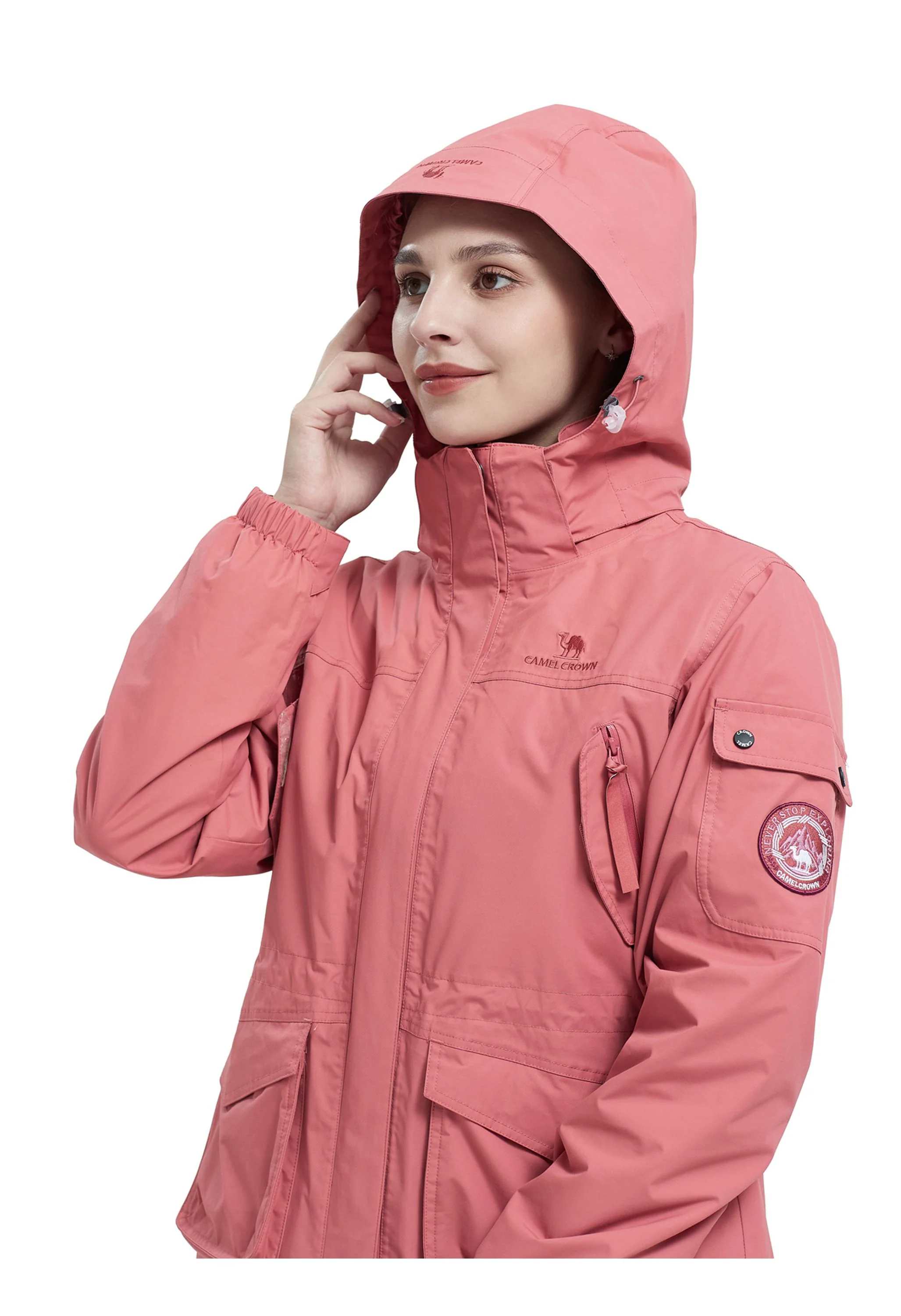 Women's Winter Pink Regular Fit Short Waterproof Windproof Ski Jacket - Image 5