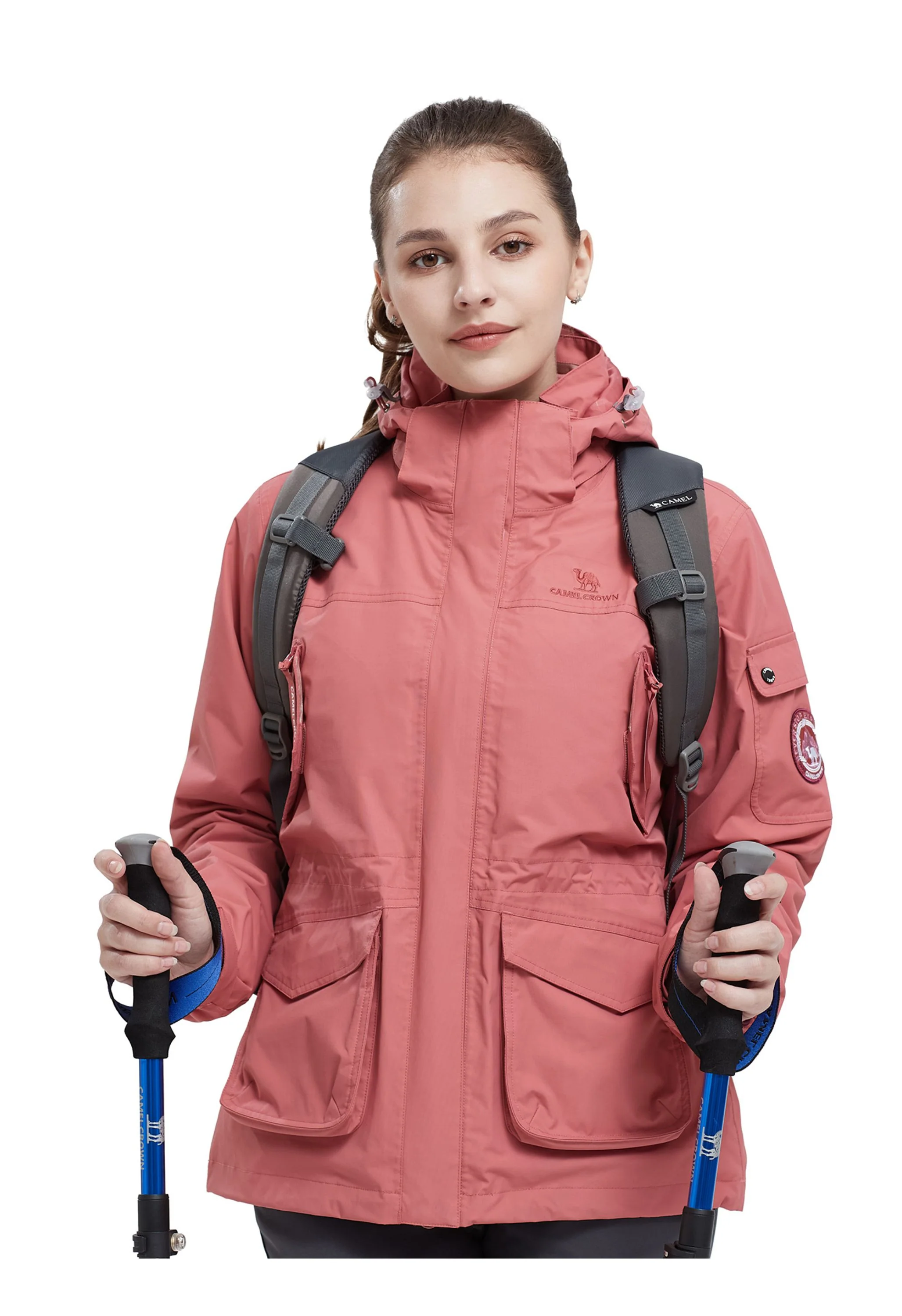 Women's Winter Pink Regular Fit Short Waterproof Windproof Ski Jacket - Image 8