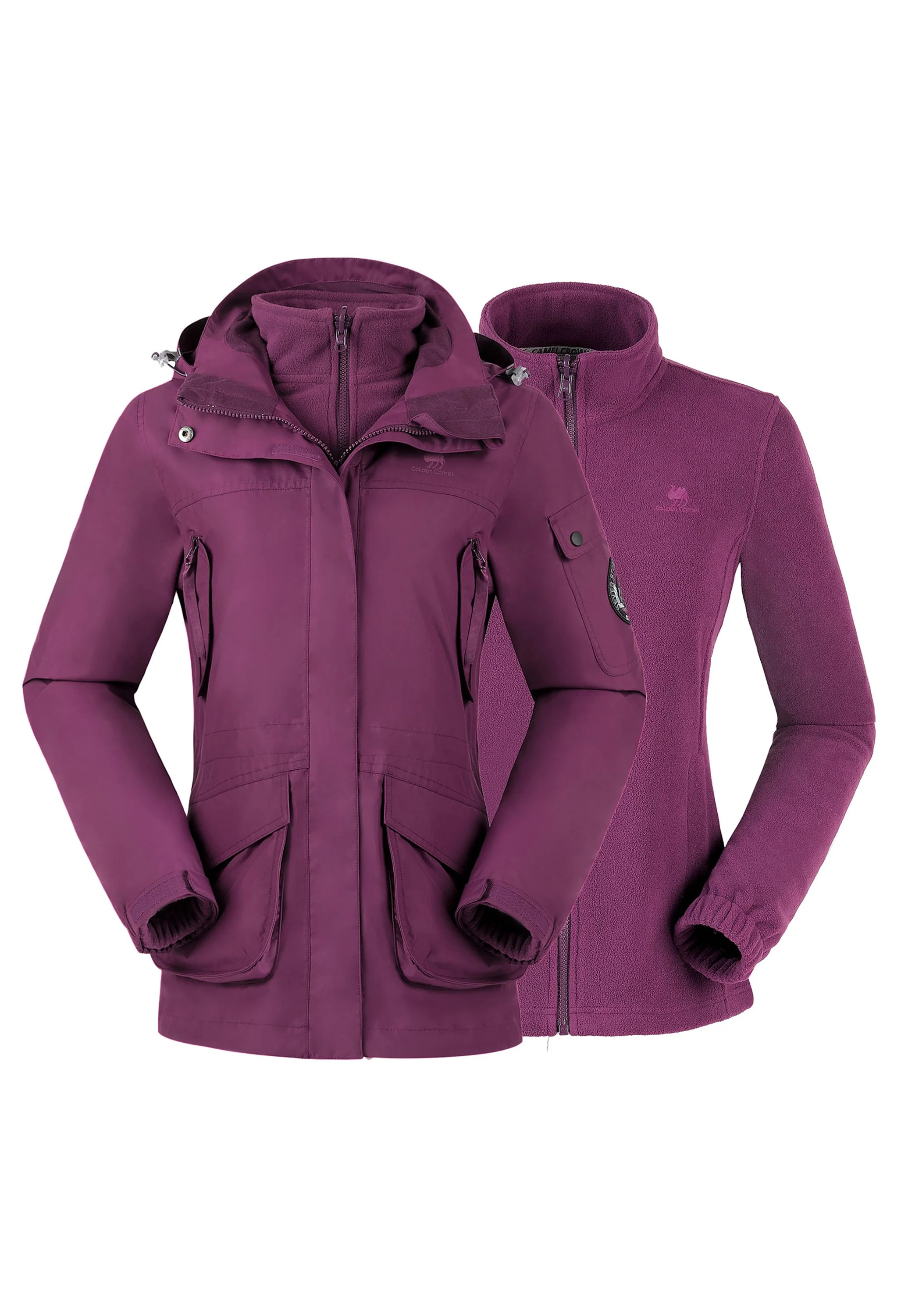Women's Winter Purple Regular Fit Short Waterproof Windproof Ski Jacket - Image 2