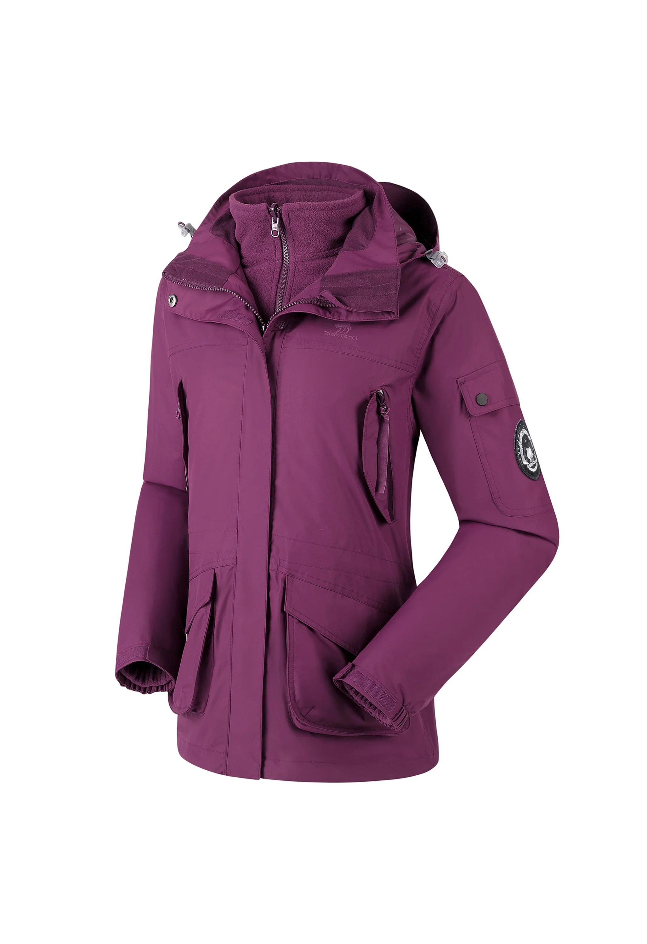Women's Winter Purple Regular Fit Short Waterproof Windproof Ski Jacket - Image 3