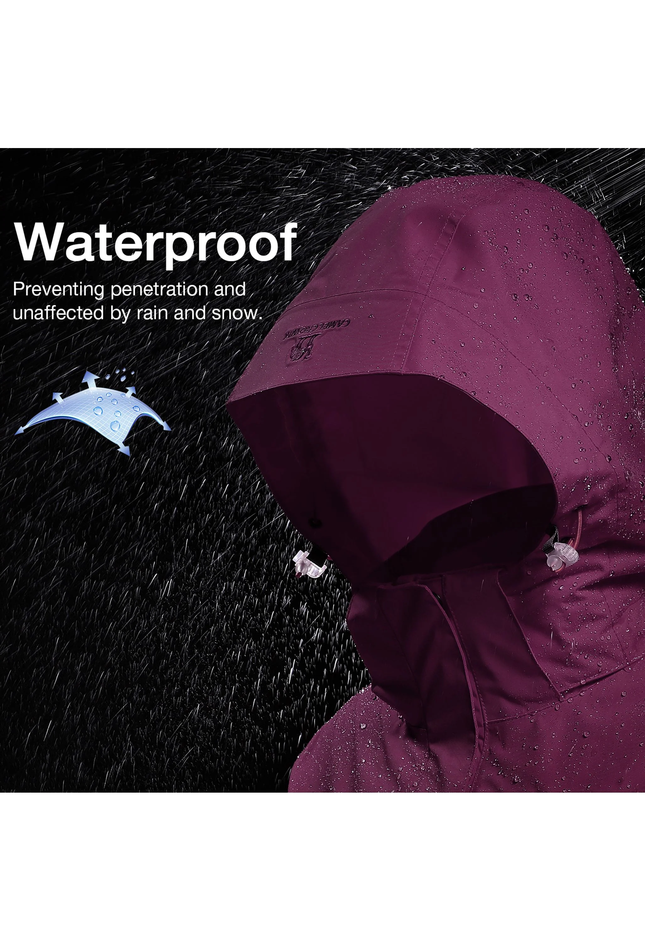 Women's Winter Purple Regular Fit Short Waterproof Windproof Ski Jacket - Image 6