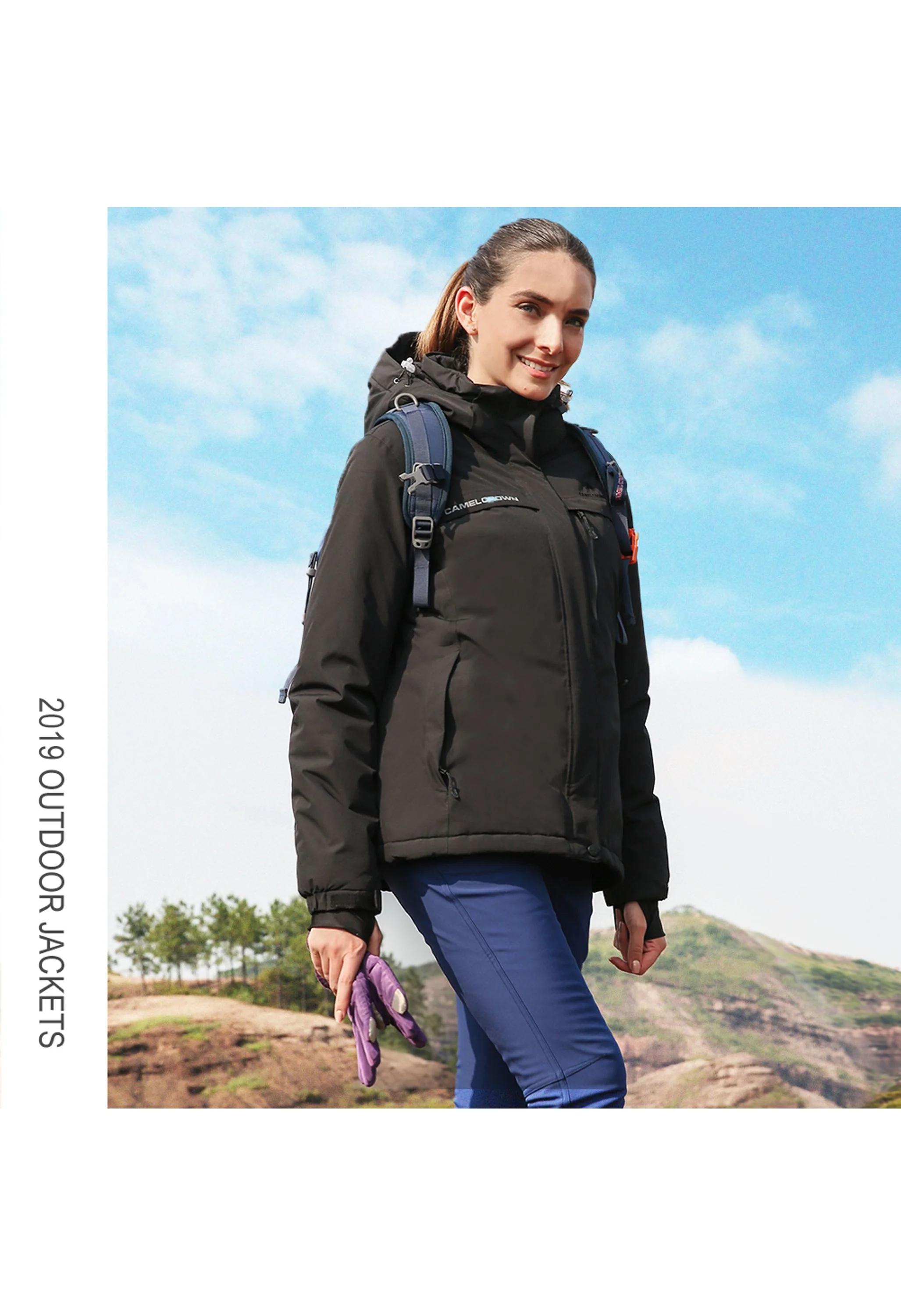 Women's Winter Black Regular Fit Short Waterproof Windproof Ski Jacket - Image 6