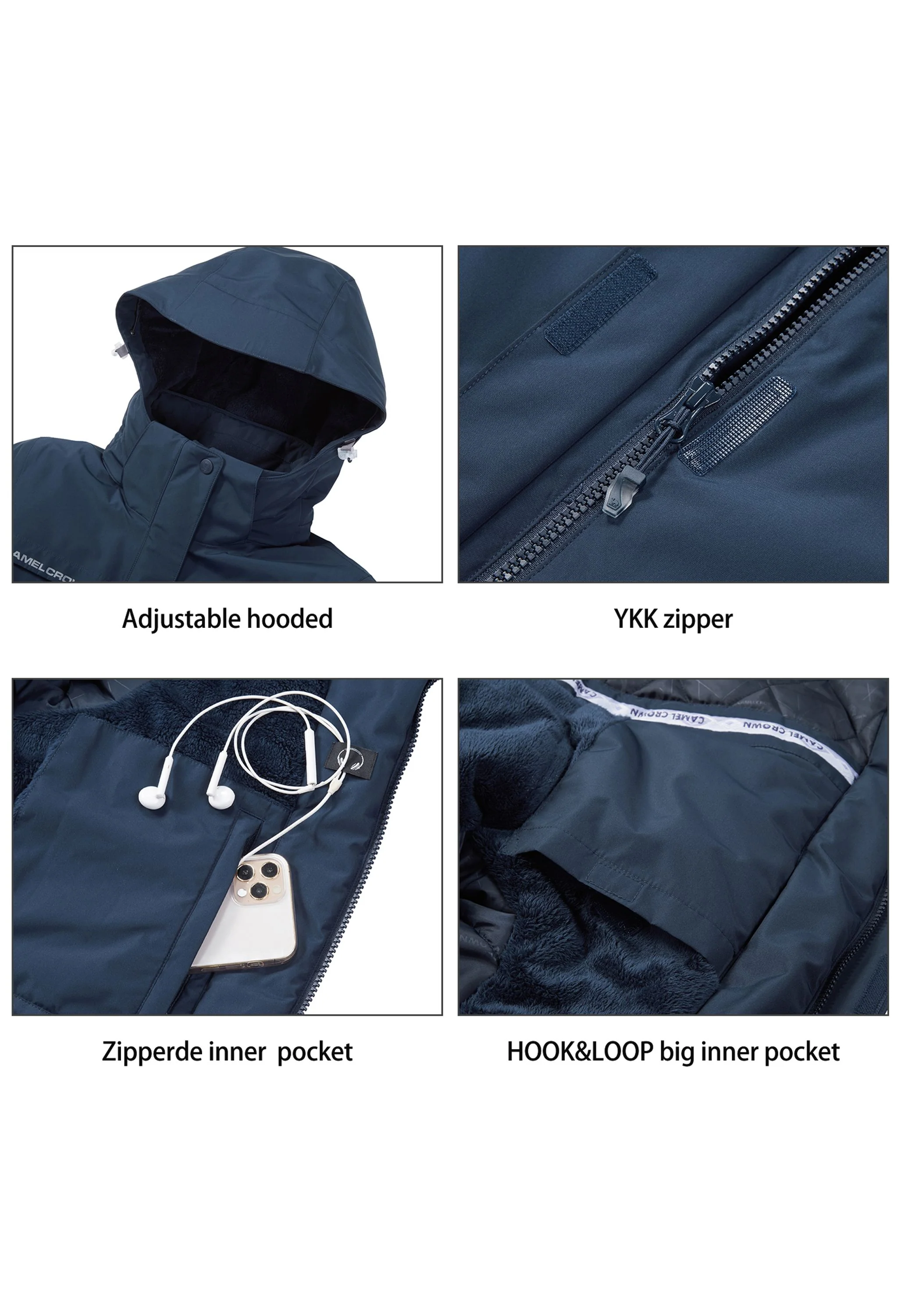 Women's Winter Blue Regular Fit Short Waterproof Windproof Ski Jacket - Image 7