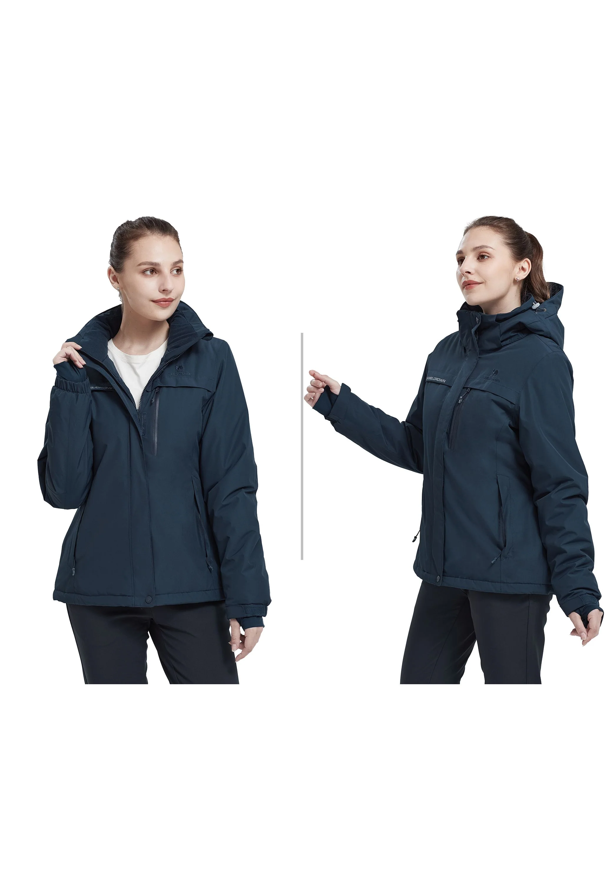 Women's Winter Blue Regular Fit Short Waterproof Windproof Ski Jacket - Image 8